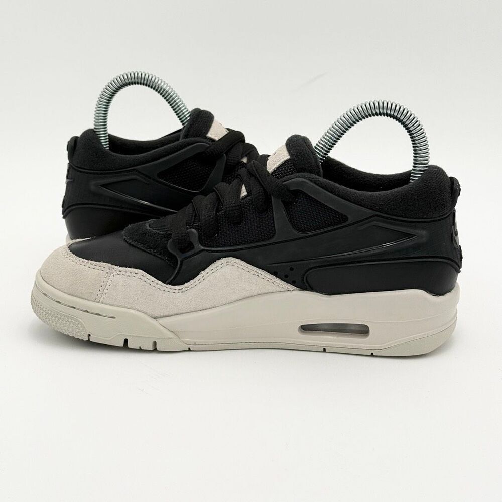 Nike Air Jordan 4 RM Black Light Bone Suede Low Lace Up Big Kids Sneakers Athlet - Picture 7 of 13